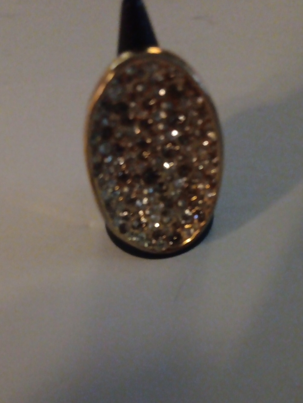Gold Crystal Pavé Oval Cocktail Ring - Brand Unspecified